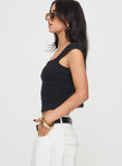 Crop top Cap sleeve, square neckline Good stretch, unlined 