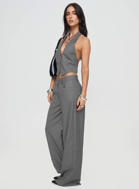 side view of model wearing Princess Polly Dawson Pants Slate Low Rise Pants 