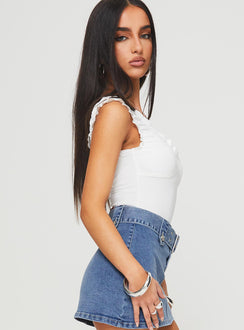 side view of model wearing Princess Polly Soul Love Bodysuit White Sleeveless Scoop Neck 