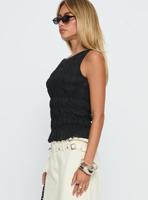 Marleene Shirred Top Black