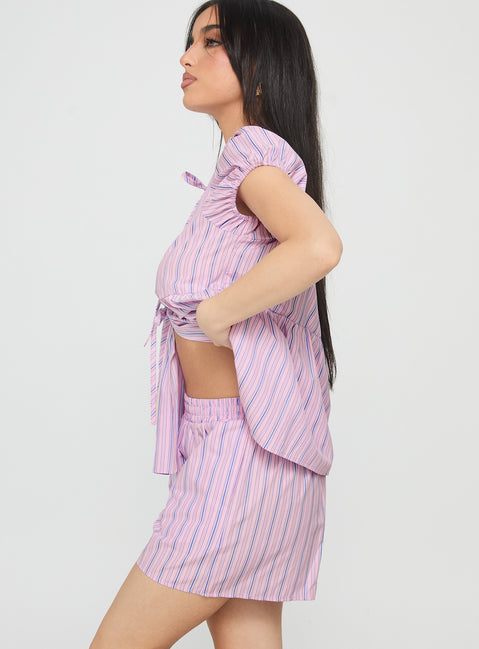 Drop Dead Gorgeous Tie Up Set Purple Stripe