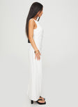 side view of model wearing Princess Polly Mocca Maxi Dress White Scoop Neck 