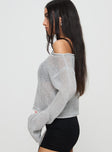 side view of model wearing Princess Polly Cafe Pari Sweater Grey Cropped 