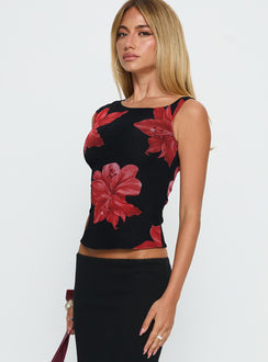 Prema One Shoulder Top Black Floral
