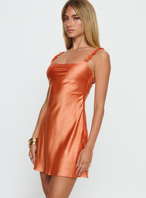 Kalie Frill Mini Dress Orange