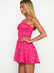 Karmic Shirred Mini Dress Magenta