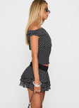 Ready To Party Frill Skort Black Polka