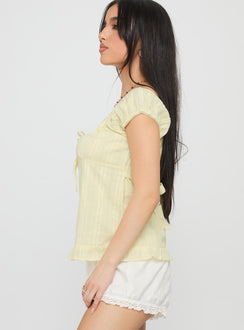 Lainee Babydoll Tie Up Top Yellow