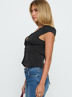 Tatianna Frill Blouse Top Black