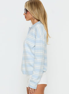 Kerrey Collared Rugby Jersey Blue Stripe