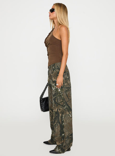 Raiders Mid Rise Straight Leg Cargo Jeans Camouflage