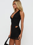 On Your Mind Halter Mesh Mini Dress Black