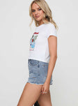 Gratzi Mid Rise Denim Shorts Blue