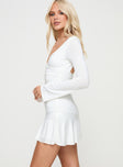Princess Polly V-Neck  Sybella Long Sleeve Mini Dress White