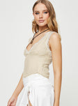 V-neck crop top Lace detail, invisible zip fastening at side, subtle pleats at bust Non-stretch material, lined bust 