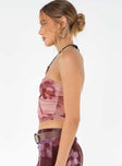 Floral print tube top, mesh material Good stretch, lined front