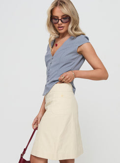   side view of model wearing Princess Polly Jillian Midi Skirt Cream Midi Skirts 