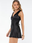 Princess Polly V-Neck  Posie Mini Dress Black