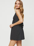 Princess Polly V-Neck  Koko Mini Dress Black Polka Dot