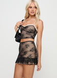 Two-piece lace set Crop top, elasticated shoulder straps, v-neckline, pinched bust