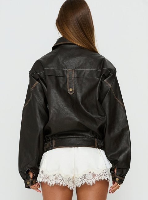 Jaxton Jacke aus Kunstleder, Braun