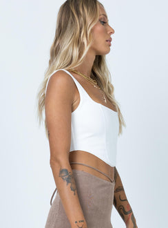 product Princess Polly Three Fourth Sleeves Cowl  Kaeshia Rib Bustier White Lower Impact