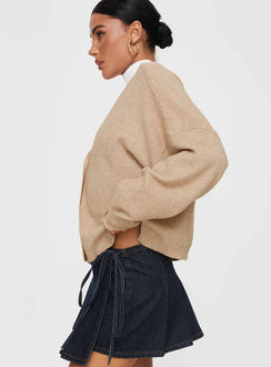 Theo Cardigan Beige Princess Polly  Cropped 
