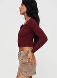 product Princess Polly Full Sleeves Sweetheart  Unwritten Love Top Burgundy