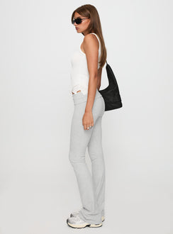 side view of model wearing Princess Polly Movement Yoga Pant Grey Marle Low Rise Pants 