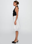 Evanescence Asymmetrical Midi Skirt White / Polka Dot