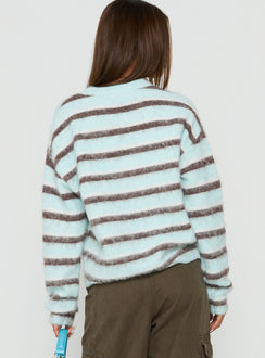Zionie Knit Jumper Aqua / Brown Stripe