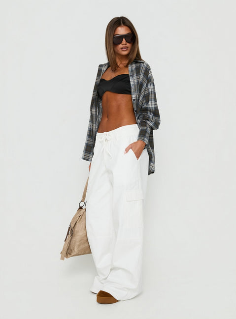 Laurella Cargo Tie Waist Trousers White