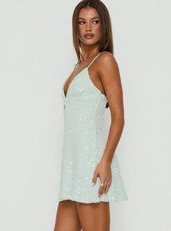 Feel The Vibrations Pailletten-Minikleid Blau