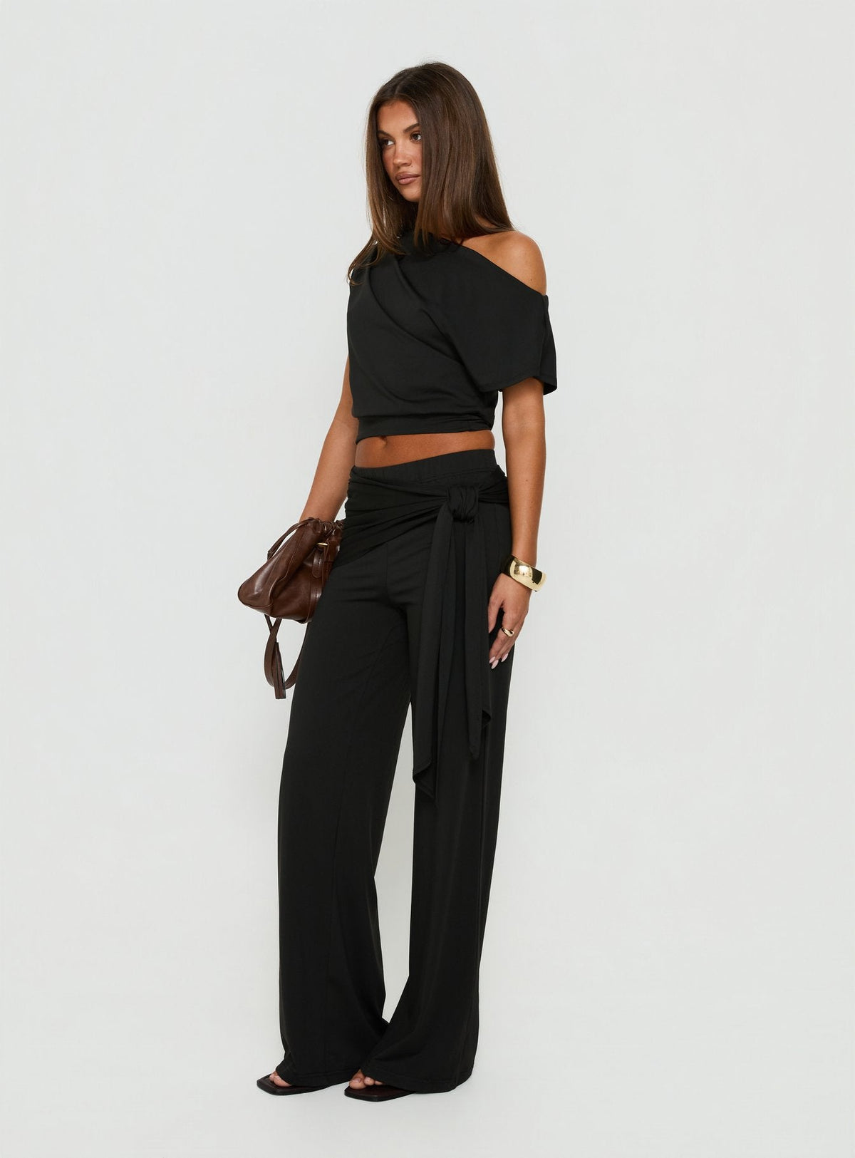 Hadlia Tie Waist Trousers Black