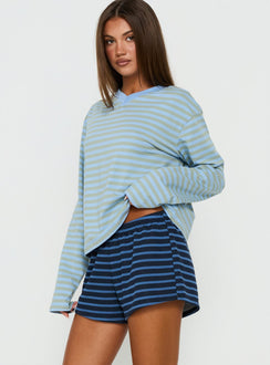 Delaeni Micro Fleece Shorts Blue Stripe