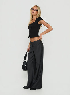 Agazia No Waist Low Rise Straight Trousers Grey