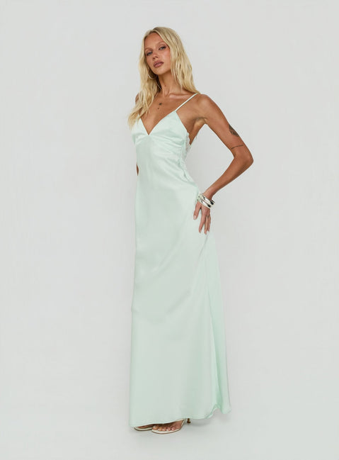 Flip A Switch Satin-Spitzen-Unterkleid Maxikleid Mint