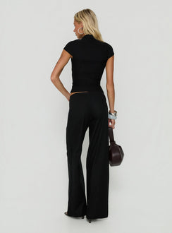 Agazia No Waist Low Rise Straight Pants Black