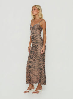 Mariellah Maxikleid mit Spitzenbesatz im Tiger-Look