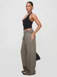 side view of model wearing Princess Polly Paltrow Cargo Pant Washed Brown Petite 