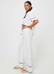 Princess Polly mid-rise  Sun Time Pants White / Blue