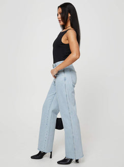 product Princess Polly High Waisted  Arlington Straight Leg Denim Jeans Light Wash