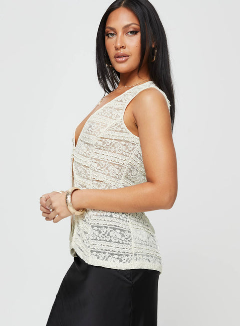 product Princess Polly Sleeveless Plunger  Olsen Vest Cream