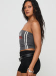 side view of model wearing Princess Polly Santa Clara Strapless Top Black Sleeveless straight 