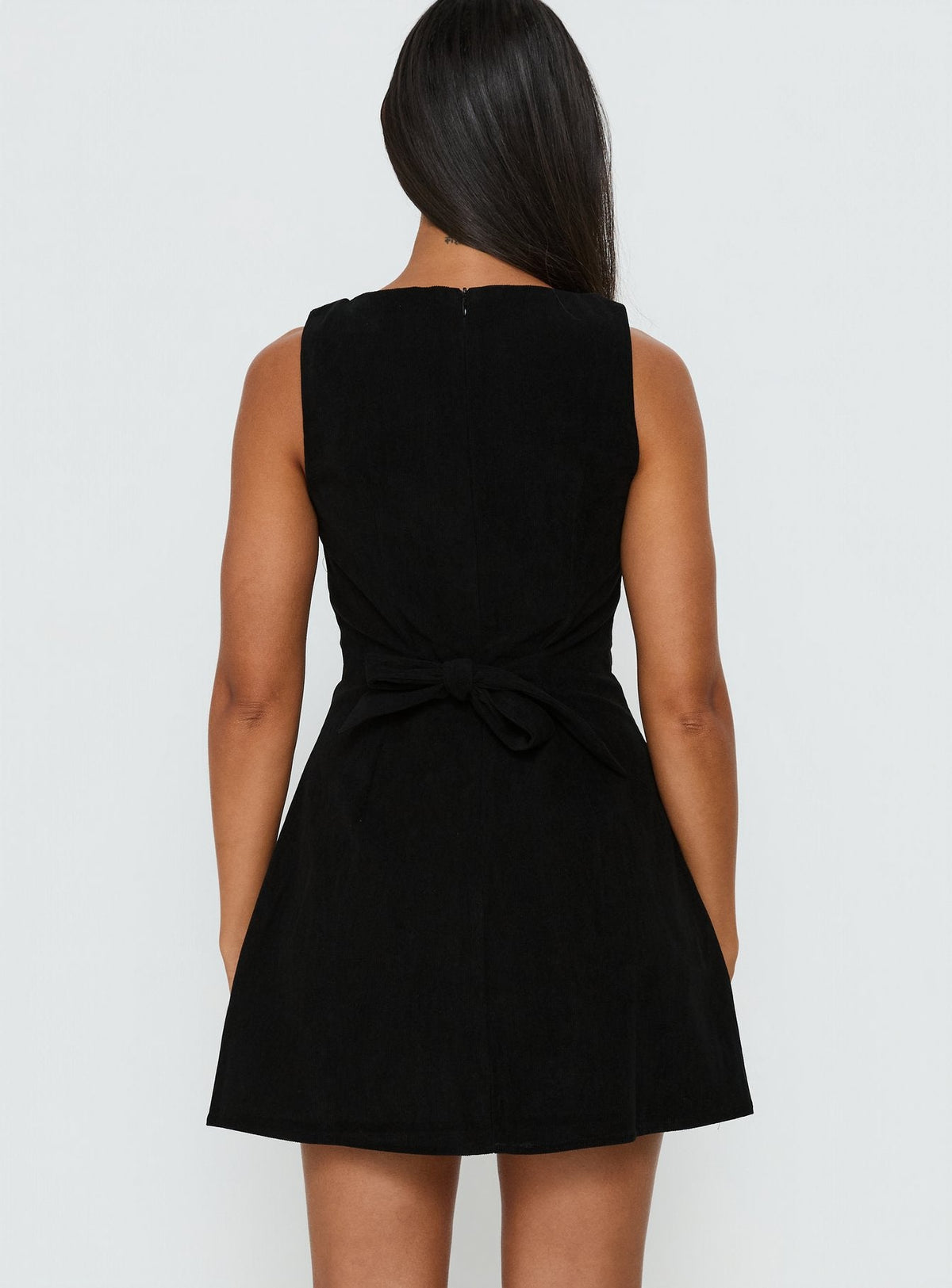 Alfalfa Cord Mini-Kleid Schwarz