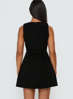 Alfalfa Cord Mini-Kleid Schwarz