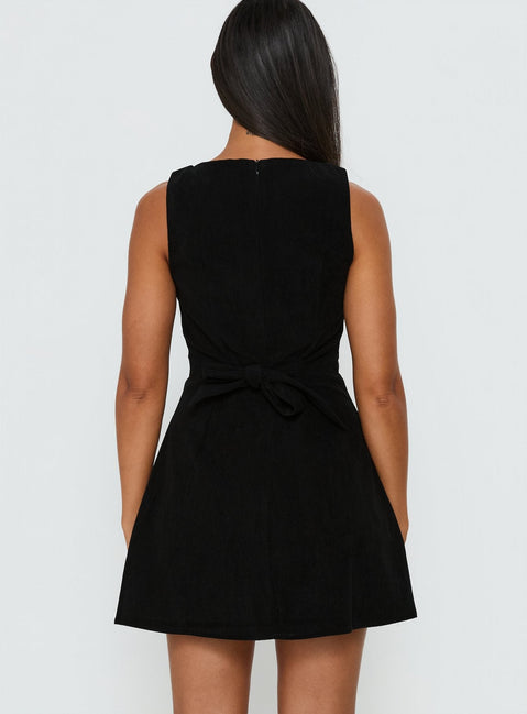 Alfalfa Cord Mini-Kleid Schwarz
