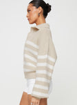 Williamson Stripe Sweater Beige Princess Polly  regular 