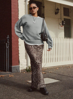   front view of model wearing Princess Polly Manda Maxi Skirt Leopard Maxi 