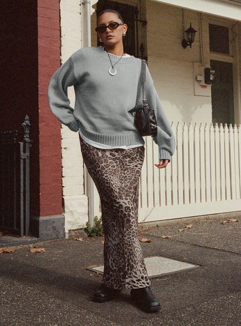   front view of model wearing Princess Polly Manda Maxi Skirt Leopard Maxi 